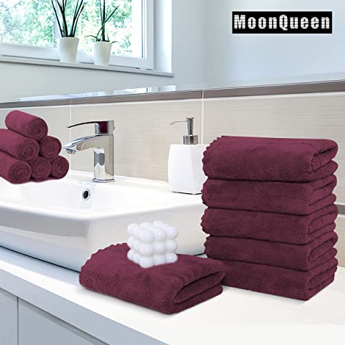 MOONQUEEN 6 Pack Premium Hand Towels - Quick Drying - Microfiber Coral Velvet Highly Absorbent Towels - Multipurpose Use as Hotel, Bathroom, Shower, Spa, Hand Towel 16 x 28 inches (Burgundy) - color: Burgundy, size: Hand Towels - 6 Pack
