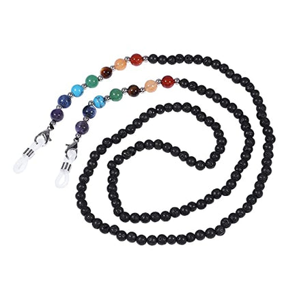 TUMBEELLUWA Reiki 7 Chakra Stone Beads Eyeglasses Chain for Women Men - color: Black-1