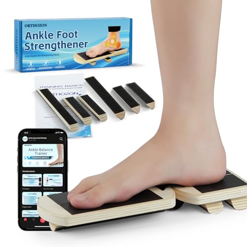 Ankle Balance Board Foot Strengthener – Adjustable Stability Trainer for Ankle and Leg Exercise, Balance Training, Physical Therapy, Mobility Core Workout at Home or Gym - color: wood