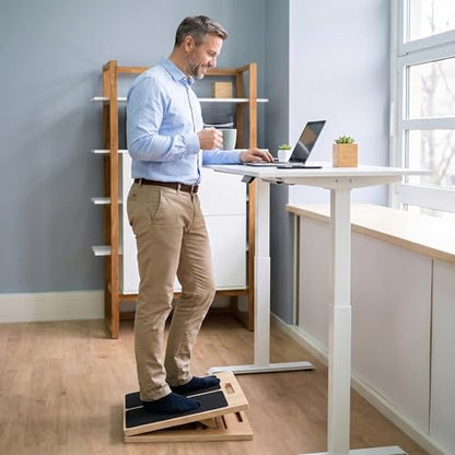 Adjustable Wooden Slant Board for Calf Stretching, 5-Angle Foldable Incline Board for Squats, Yoga and Physical Therapy, Non-Slip Surface, Home Gym Office Fitness Equipment