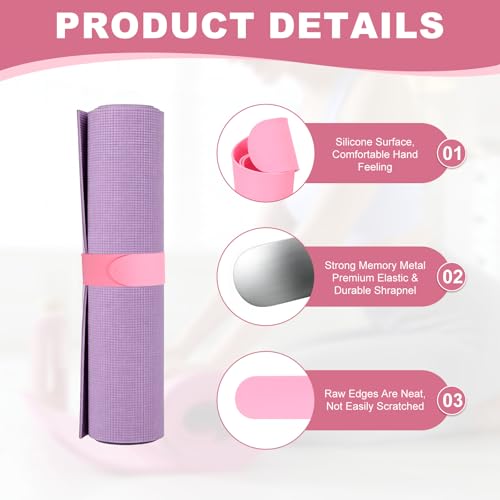 Yoga Mat Strap Slap Band, One Snap Yoga Mat Slap Band for Keep Mats Tightly Rolled Exercise Mat Sling Holder - color: Light Pink