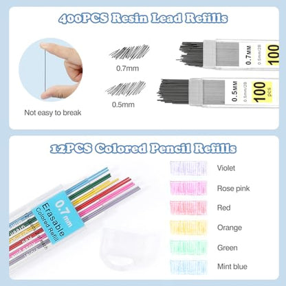 MoKo Pencil Case with Supplies, 60Pcs Aesthetic School Set, Green | Includes highlighters, gel and ballpoint pens, mechanical pencils, refills, sticky notes, correction tapes and rulers. - color: Green-60P