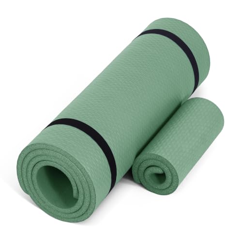CAP Barbell 1/2-Inch High Density Exercise Yoga Mat with Strap | Multiple Options - color: Green, style: Yoga Mat w/Knee Pad