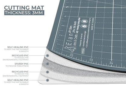Elan Cutting Mat A1 Gray, Large Self Healing Cutting Mat 24 x 36 Inch, 5-Ply Craft Board Gray, Hobby Board for Crafts 24x36 Inch - style: 36 x 24"