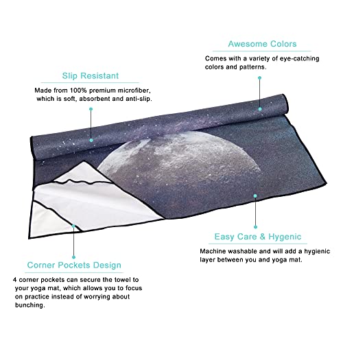 QiyI Hot Yoga Towel with Grip Dots, Non Slip, 74"x26", Moon Cycle - color: Moon Cycle, size: 74"x26"