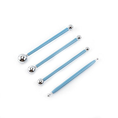Walfront 4 Pcs Modeling Ball Tools Double Ended 8 Ball Stainless Steel Dotting Modeling Tools Clay Indentation DIY Ceramics Pottery Carving Tool Embossing Sculpting Set