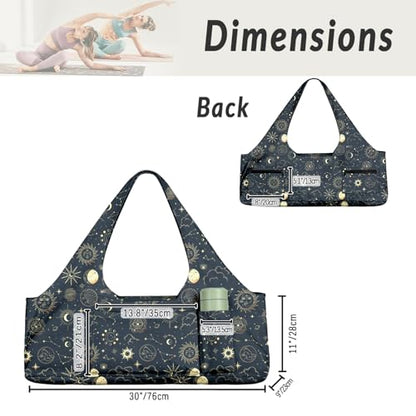 Yoga Mat Bag for Women Men Large Yoga Bag Travel - color: Sun and Moon