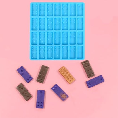 2 Pack Silicone DIY Domino Box Resin Mould Kit(Blue) | Epoxy Resin Casting Jumbo Mold Clay Mold Storage Box Mold for DIY Pendant Jewelry Crafts Making Tool - size: Dominoes + Storage Box (Blue)