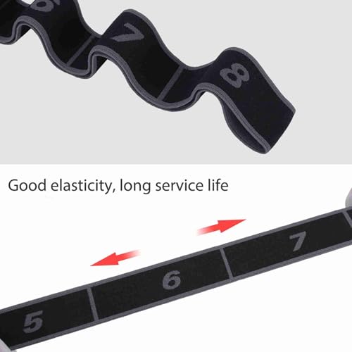 Exercise Strap Yoga Stretch Assist Strap with 8 Numbered Loops, Band for Yoga Pilates Dance and Gymnastics Workout, People Dancing Assistance(Grey)