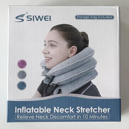 S Cervical Neck Traction Device for Instant Neck Pain Relief - Inflatable & Adjustable Neck Stretcher Neck Support Brace, Neck Traction Pillow for Home Use Neck Decompression - color: Gray