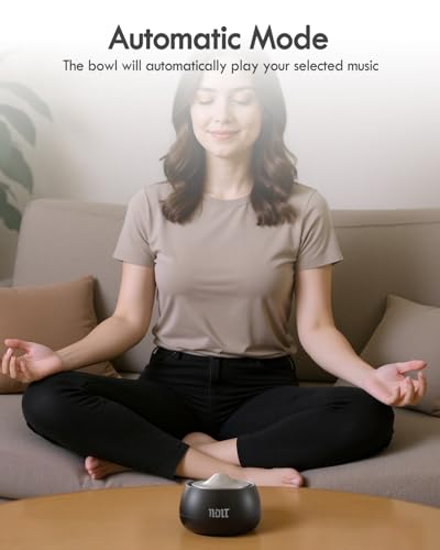 NDLT Portable Electronic Tibetan Singing Bowl, 8 Healing Frequencies (369-963Hz), Auto & Manual Modes, Vibration Therapy with Timer, USB-C Rechargeable Meditation Device for Yoga, Relaxation and Reiki - color: Black HZ