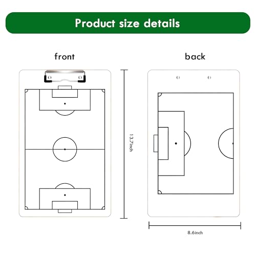 Soccer Coaching Board Dry Erase Soccer Tactics Clipboard Double Sided Coaching Board with Full and Half Field Layout, Soccer Strategy Board with Marker for Coaches - color: Soccer Coach Whiteboard