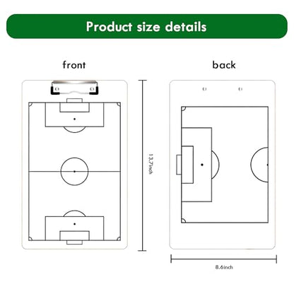 Soccer Coaching Board Dry Erase Soccer Tactics Clipboard Double Sided Coaching Board with Full and Half Field Layout, Soccer Strategy Board with Marker for Coaches - color: Soccer Coach Whiteboard