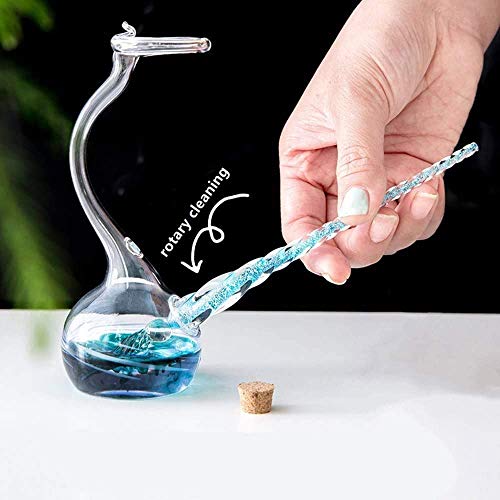 Thyggzjbs Handmade High Borosilicate Glass Glass Dip Pen Ink Set-Crystal Pen with 12 Colorful Inks for Art, Writing, Signatures, Calligraphy, Decoration, Gift - color: Black