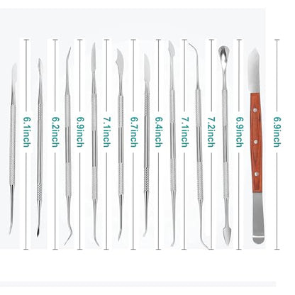 10 PCS Dental Wax Carving Tools Stainless Steel Waxing Modeling Kits | Wax Carvers Set Plaster Knife Metal Clay Sculpting Pottery Sculpture Tools Double Ended Tools