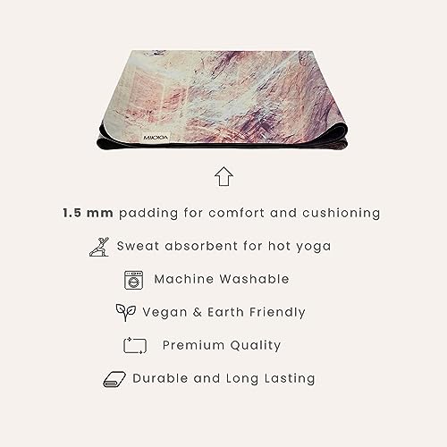 Travel Yoga Mat 1.5mm | Foldable, Lightweight Mat | Use for Travel, Backpacking, Yoga Retreat, Outdoors, Gym, Pilates, Machine Washable, Eco-Friendly - color: Pink