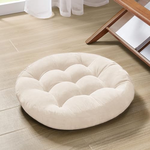 Round Meditation Cushion, Large Floor Pillow for Adults, 22 Inch Beige - color: Round | Beige | 1 Pack, size: 1 Pack
