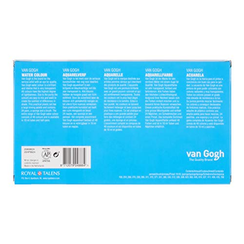 Van Gogh Watercolor Paint Set, General Selection, 24 Half-Pan | Professional-Grade Watercolor Paint with High Lightfastness, Intense Colors with Uniform Viscosity - color: 24 General (Plastic Pocketbox), style: Half Pan