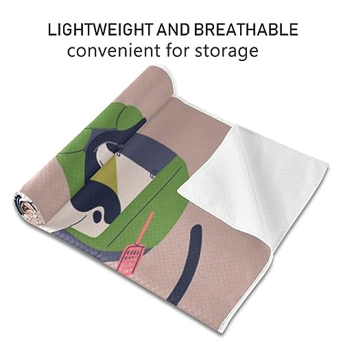 Yoga Mat Towel, Non-Slip Hot Yoga Towel, Sweat Absorbent and Non-Slip, Lightweight and Easy to Travel, Suitable for Hot Yoga, Pilates and Fitness, Watercolor Raccoon and Plant Pattern - color: Cats