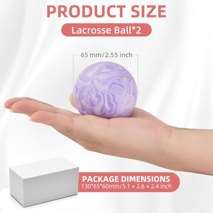Massage Lacrosse Balls 2 Pack, Rubber Trigger Point Therapy Balls for Deep Tissue Myofascial Release, Plantar Fasciitis & Muscle Soreness Relief, Portable Pain Relief Tool (Purple and Blue) - color: Purple and Blue