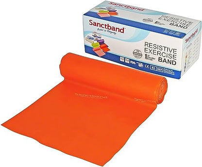 Product of Malaysia 6 Yards Orange Sanctabnd Level 2 Light Resistance Exercise Bands, Physical Therapy for Strength Training Yoga Pilates Stretching, Stretch Elastic Band Different Strengths Workout