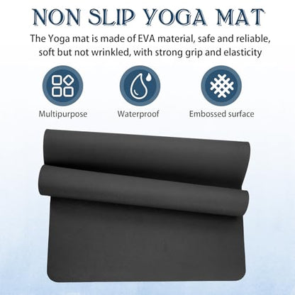 LEIFIDE 10 Pack Yoga Mat Bulk 68'' x 24'' x 4mm Thick Yoga Mat - color: Black,Gray