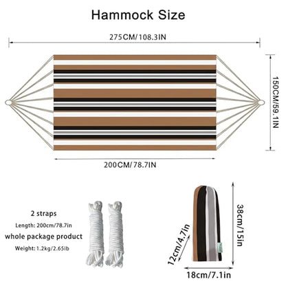Canvas Hammock 122" Long X 59" Wide 2 Person Hammock 440 pounds Maximum Weight Applicable Scenes in Courtyard Autumn, Indoor Hanging Chairs, Beach Leisure (Black White, Full) - color: Black White