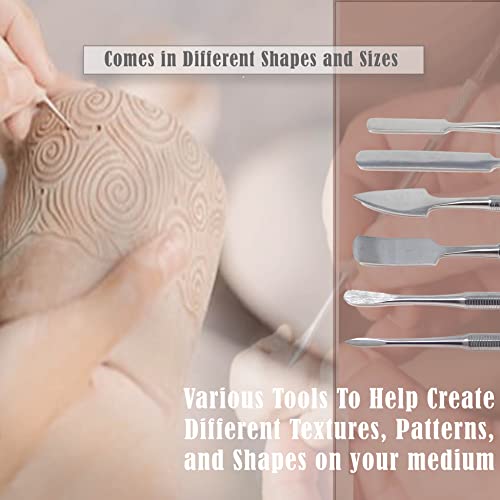 A2ZScilab - 10pcs Stainless Steel Clay Sculpting Spatulas Set, Wax Carving Pottery Tools - Carving Sculpture Shaper Polymer Modeling Tools for Clay, Pottery, Ceramics Artwork & Holiday Crafts