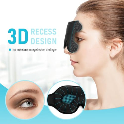 FlyCoco Sleep Mask - Zero Eye Pressure 3D Contoured Cup 99% Black Out Mask, Soft Breathable Lightweight Sleeping Mask with Adjustable Strap, Eye Cover for Yoga Traveling (Black 2pack) - color: Black 2pcs