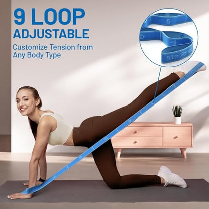 Slim Panda Stretch Strap, Multi-Loop for Physical Therapy,Elastic Yoga Stretching Strap for Dance,Yoga, Pilates & Gymnastics Exercise, Ballet Stretching Band for Flexibility, Leg Stretching - color: Blue