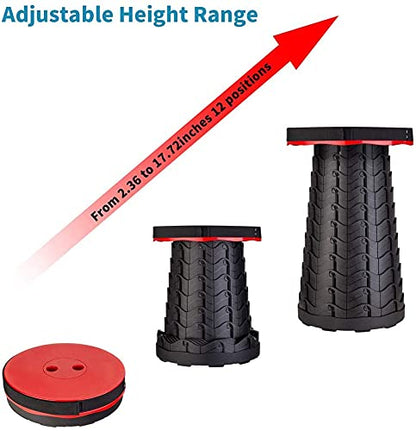 Fishboy Upgraded Collapsible Stool, 400lbs Max Weight, Lightweight But Sturdy, Portable Retractable Folding Telescoping Foldable Camping Stool for Adults Outdoor Fishing Hiking BBQ - color: Red