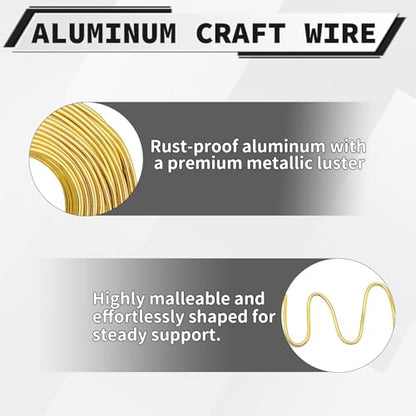 9 Gauge Aluminum Craft Wire, 100 Feet 3mm Bendable Metal Wire for Jewelry Making, Sculpting and Floral Design, Soft Armature Wire for DIY Crafts (Gold) - size: 9 Gauge(3mm), style: Gold