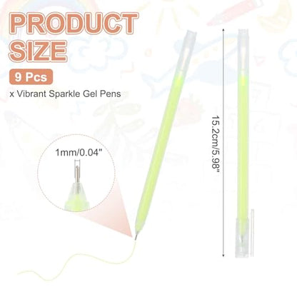 MECCANIXITY 9 Pcs Metallic Vibrant Sparkle Gel Pens, Drawing Pens with Fine Point 1mm for Adult Drawing Doodling Journaling Art Supplies and DIY Crafts, Yellow - color: Yellow