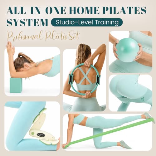 Pilates Kit for Women, At Home Equipment Set for Full Body Workout - color: Green