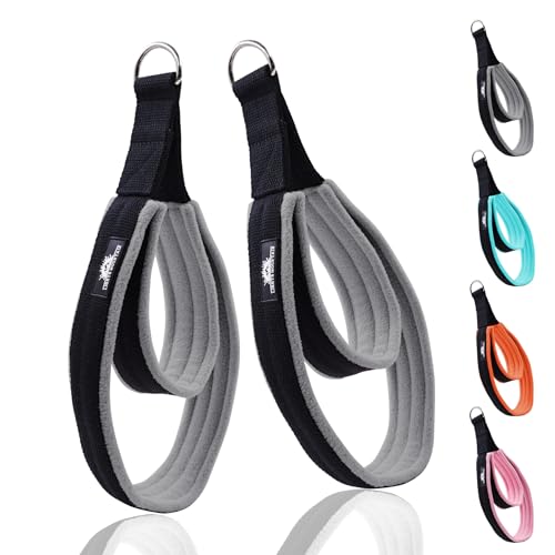 Pilates Double Loop Straps for Reformer, Thickened D-Ring Handle Fitness Straps, 2 Lengths Multicolor Yoga Accessories for Home Workout - color: black grey, size: size M