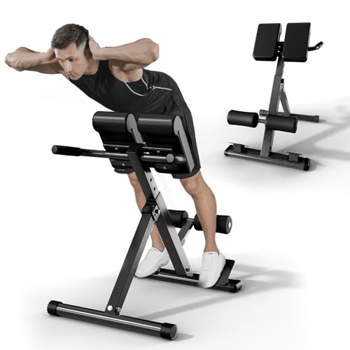 Roman Chair Hyperextension Bench – Adjustable Back Extension Machine for Glutes, Hamstrings & Lower Back – Foldable Multi-Purpose Workout Equipment for Home Gym - size: Medium