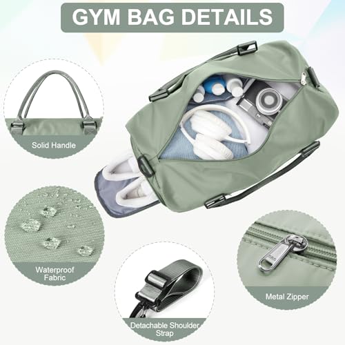 Gym Bags for Women Men with Shoes Compartment,Sports Duffle Bags Personal item travel Duffel Tote Bag Small Carry on Weekender Overnight Bag Workout Dance Bags Hospital Holdalls Grey Green - color: A3-Grey Green