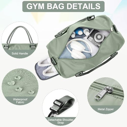 Gym Bags for Women Men with Shoes Compartment,Sports Duffle Bags Personal item travel Duffel Tote Bag Small Carry on Weekender Overnight Bag Workout Dance Bags Hospital Holdalls Grey Green - color: A3-Grey Green