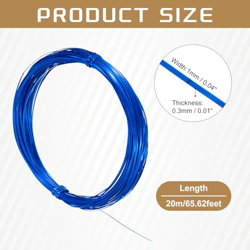 uxcell 1mm Aluminum Craft Flat Wire,66Ft 0.3mm Thickness Bendable Metal Floral Jewelry Beading Armature Wire for Sculpting Armature DIY Jewelry Making, Dark Blue - color: Dark Blue, size: 66Ft