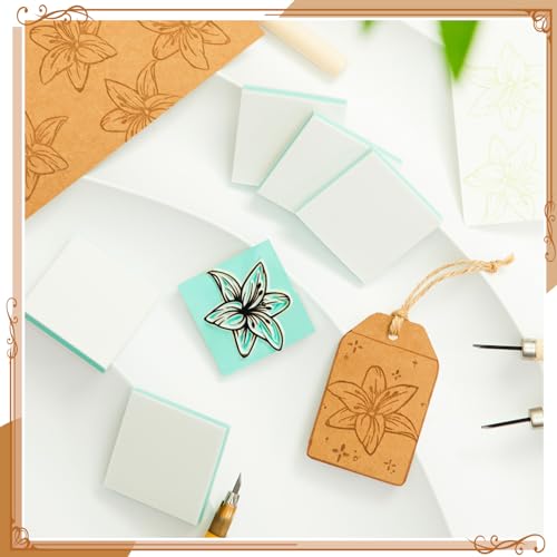 Frienda 1 Pcs 2" x 2" Rubber Carving Blocks Linoleum Blocks for Printmaking, Stamp Making, DIY Crafting, Scrapbook, Painting, Soft and Easy to Carve (White Green)