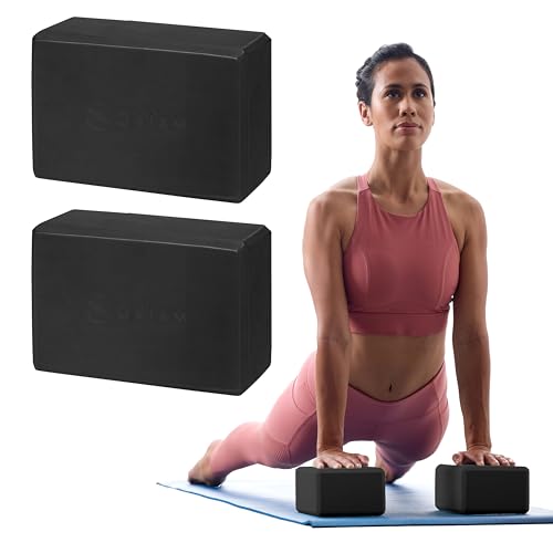 Gaiam Yoga Block - Supportive Latex-Free Eva Foam - Soft Non-Slip Surface with Beveled Edges for Yoga, Pilates, Meditation - color: Black, style: 2 Blocks