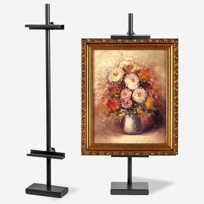 Adjustable tabletop easel stand Up to 29.5 Inch Black Metal picture frame stand Picture easels for display Picture holders for Wedding Home Exhibition Art Photo