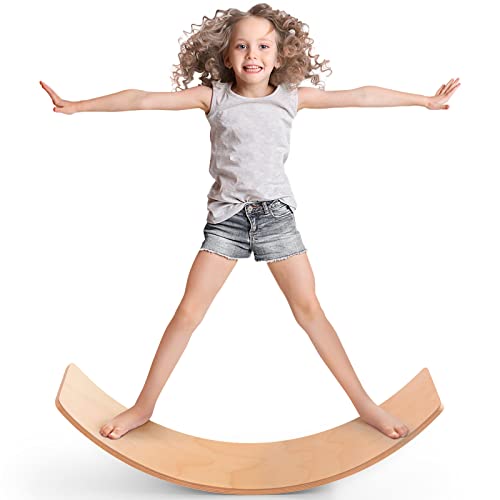 Natural Wood Balance Board for Kids | Montessori Wobble Board for Toddlers & Children Ages 3-8, Open-Ended Waldorf Learning Toy for Indoor Play, Core Balance Trainer, Birthday & Christmas Gift 2026 - color: Natural Wood, size: Standard Width