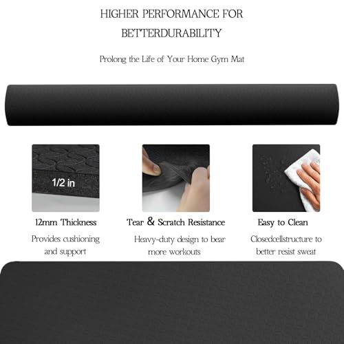 VTORY Extra Large Yoga Mat 6'x 4' - (6mm /8mm/12mm) - size: 6' x 4' x 1/2 in