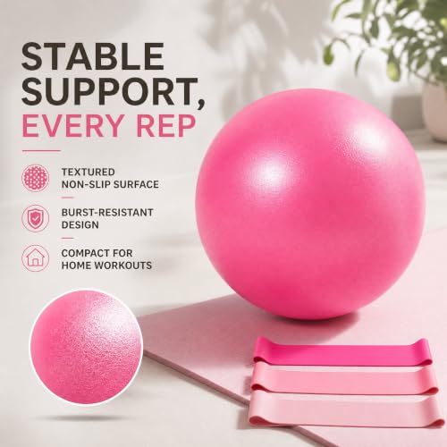 Pilates Ring and Ball Set, 6 Pcs Home Pilates Kit with 13” Circle Circle Yoga Ring 3 Resistance Bands 9.8” Pilates Ball Pilates Grip Socks, Pilates Essential Kit for Women Girl Home Workouts - size: 6 PCS