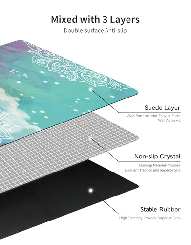 nuveti Printed Travel Yoga Mat 1/16 Inch Thick Non Slip Fitness Workout Mat | with Carrying Bag, Foldable Lightweight Suede & Natural Rubber Yoga Mat for Yoga Pilates and Fitness 72" L x 24" W x 1.5mm - color: RuiQiXiangYun