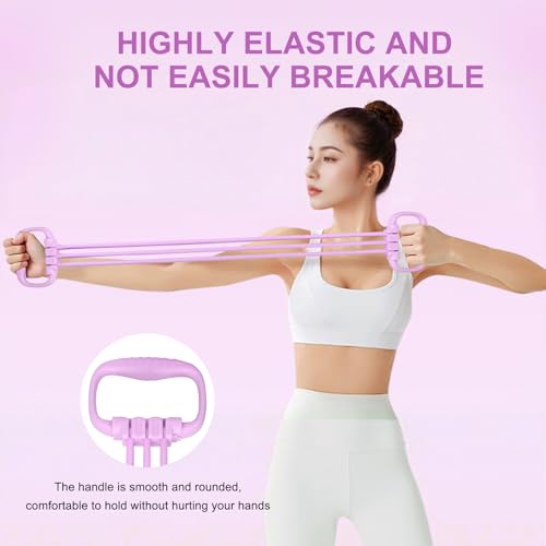 Figure 8 Resistance Band for Women 15-90LBS, Adjustable Resistance Bands with Handles for Arm Back Exercise, 6 Fitness Elastic Rope, Stretch Bands for Yoga, Pilates, Strength Training - color: purple