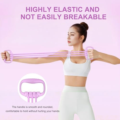 Figure 8 Resistance Band for Women 15-90LBS, Adjustable Resistance Bands with Handles for Arm Back Exercise, 6 Fitness Elastic Rope, Stretch Bands for Yoga, Pilates, Strength Training - color: purple