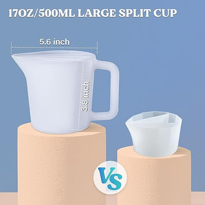 LET'S RESIN 17oz Silicone Split Cup with Handle, 5 Channels | Thick reusable 500 ml cup has five channels and a handle for controlled acrylic paint pouring and resin art - size: 1 Cup (17 oz)
