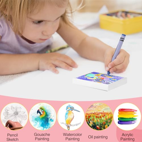 ESRICH Mini Canvases for Painting, Mini Canvas Bulk 100 Pack 2.4x2.4In, 2/5In Profile Small Square Canvases, Blank Canvases are Great for School Projects and Kids Birthday Parties, Home Decor Project. - size: 2.4x2.4in-100 Packs